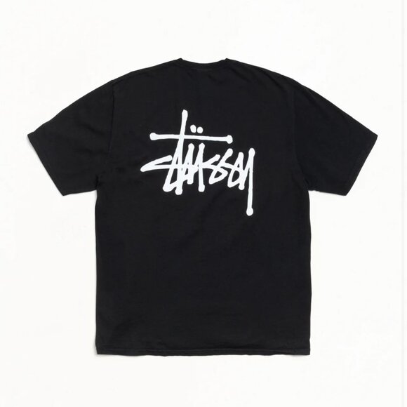 Stussy Basic Logo Black Tee T-shirt Size XL - Picture 4 of 7